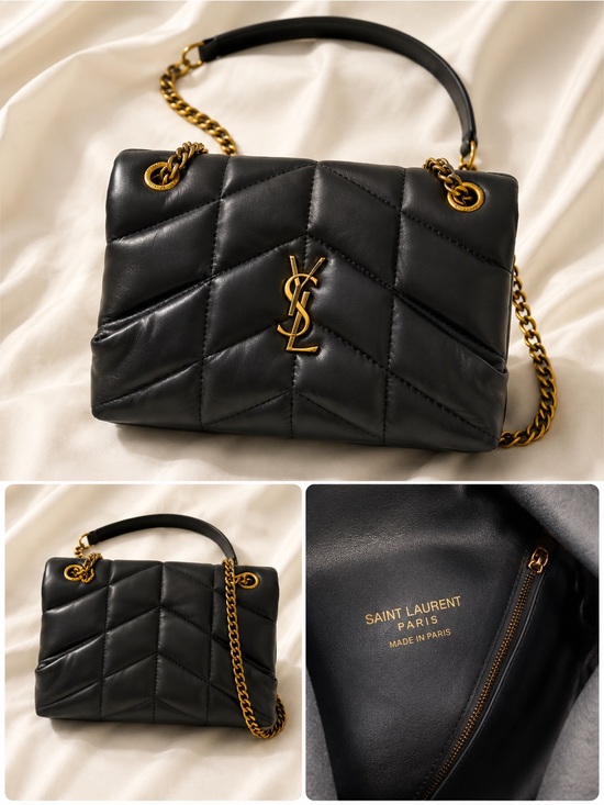 Yves Saint Laurent Handbags - Yves Saint Laurent Black Quilted Leather Crossbody with Gold Hardware